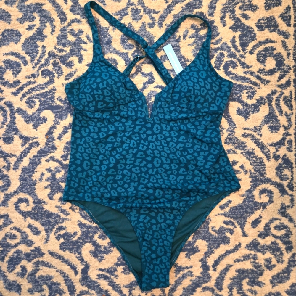 Teal Leopard Print One-Piece Swimsuit - Women
